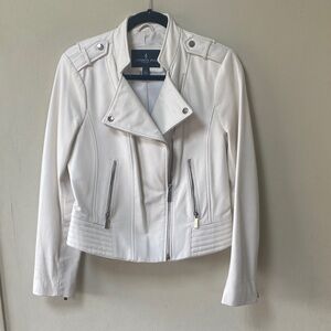London Fog White Leather Moto Jacket